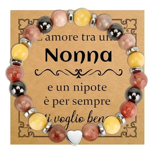 SereneGLow Regalo Nonna Compleanno Festa Dei Nonni Regalo per Nonna Idee Regalo Regali Nonna Natale Bracciale Pietre Naturali