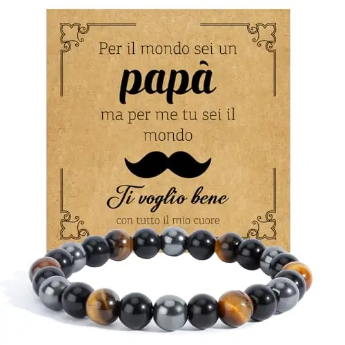 SereneGLow Regalo Papa Compleanno Bracciale per Papa Pietre Naturali Regalo Festa del Papa Idee Regalo Papà Regalo Per il Papà