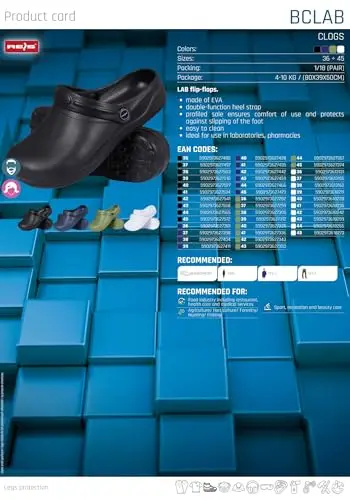 REIS Clogs unisex, 39 EU, Nero, 1 miniatura 3