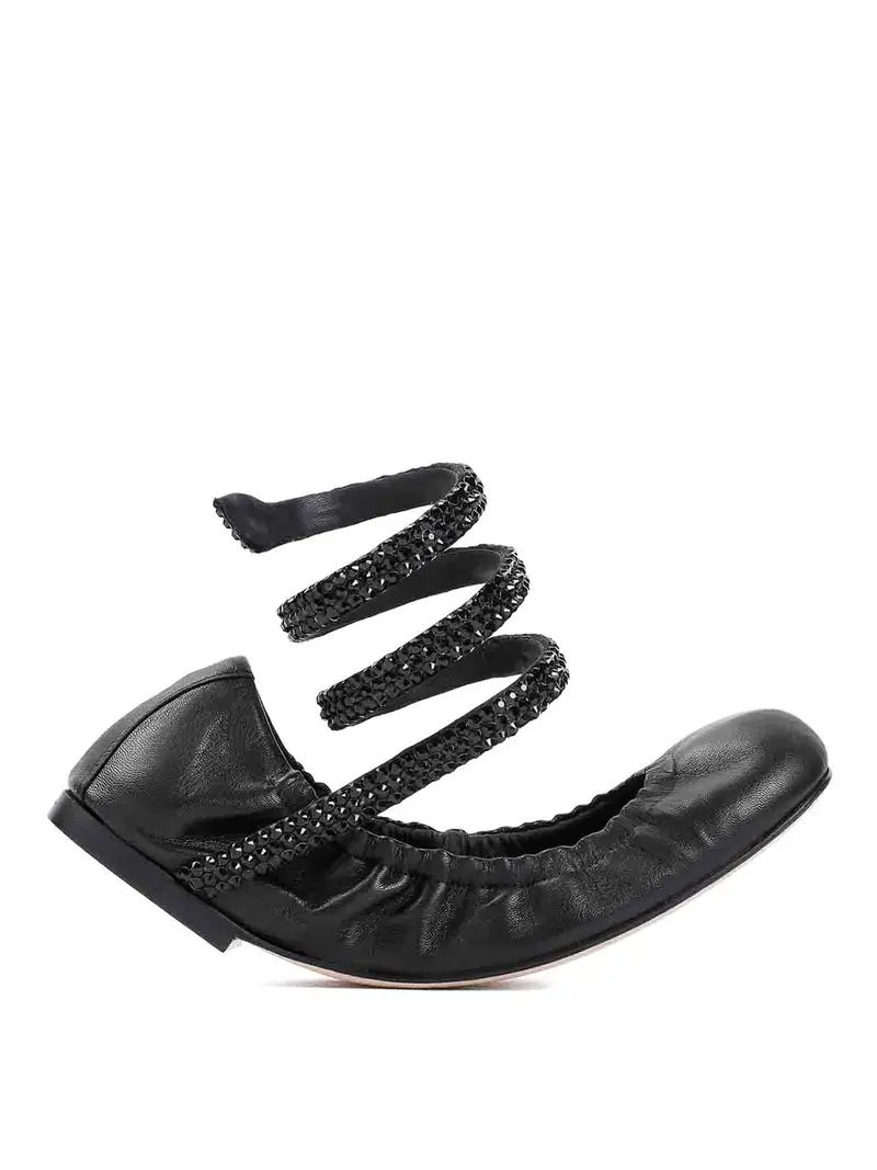 Rene Caovilla Agnello Ballerina in pelle Nero