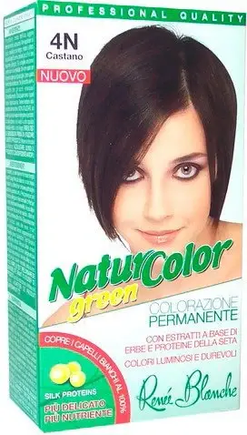 Rene'e blanche Tinta Per Capelli Colorazione Permanente Naturale Natur Color Green4 N Castano
