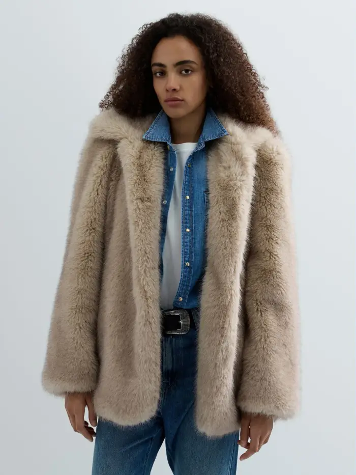 Giacca In Faux Fur Marrone