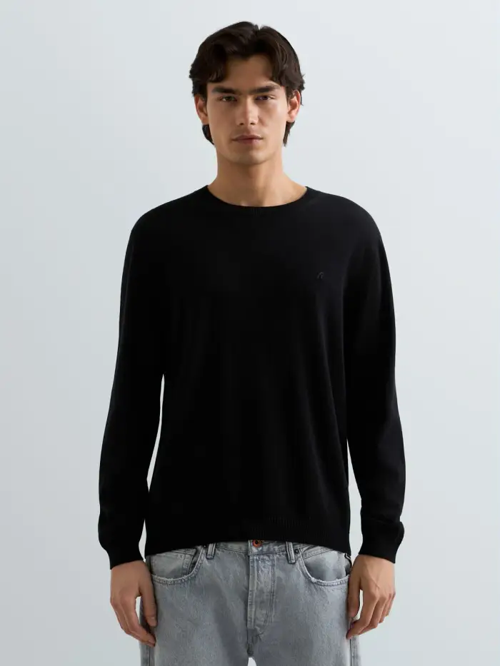 Replay Maglia Girocollo In Cotone Nero