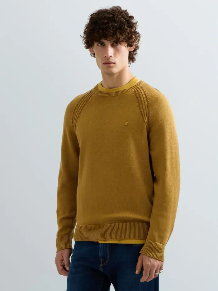 Maglia In Cotone Con Maniche Raglan Marrone