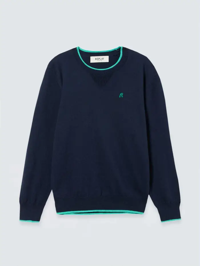 Maglia In Cotone E Cashmere Con Ricamo R Nero