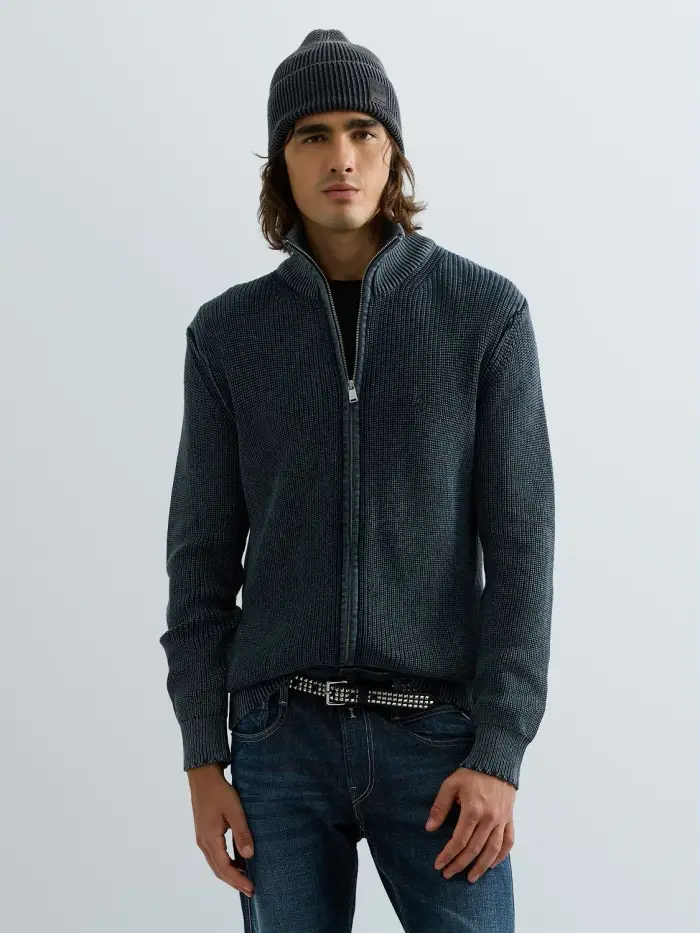 Maglione Full-zip Nero