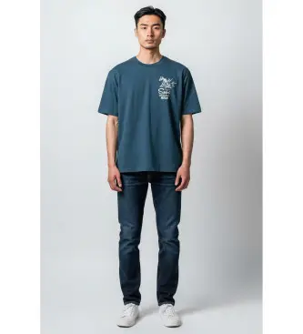 Replay per uomo M3345 000 2660 Maglietta blu doganale, Casual, Cotone, Manica corta