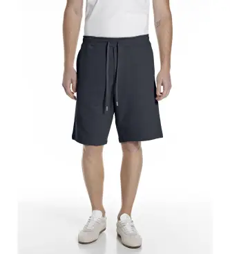 Replay per uomo M9063 000 23802 Bermuda corti in peluche blu navy Regular Fit, Casual, Cotone