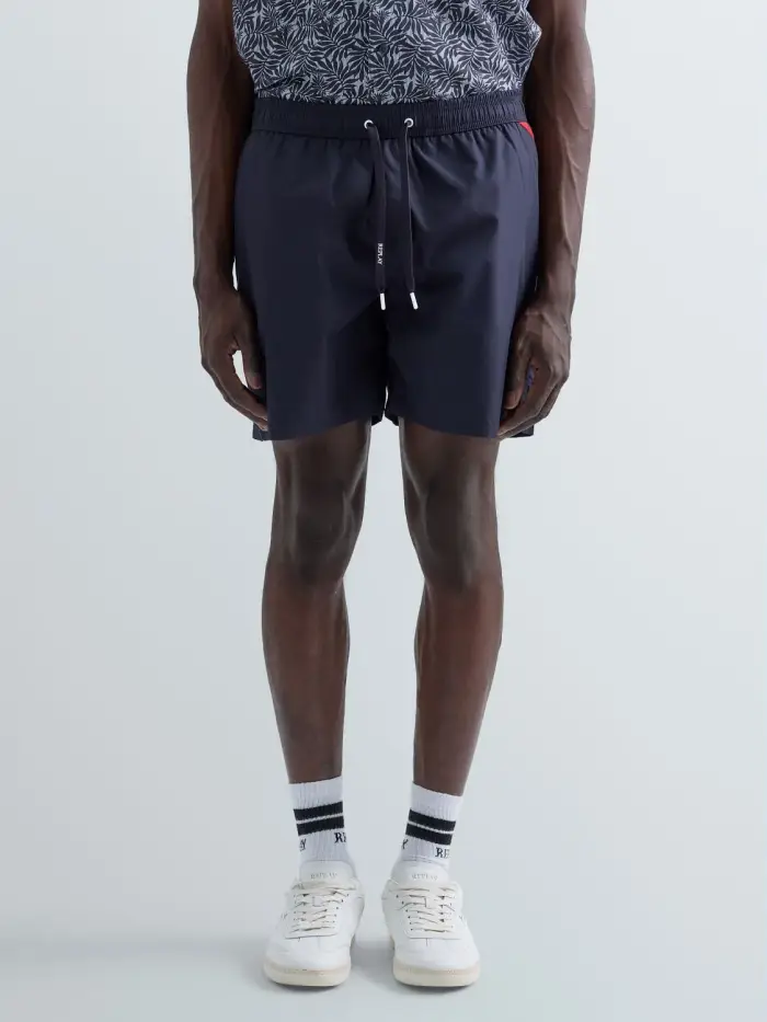 Replay Shorts Da Mare In Tessuto Riciclato Con Ricamo R