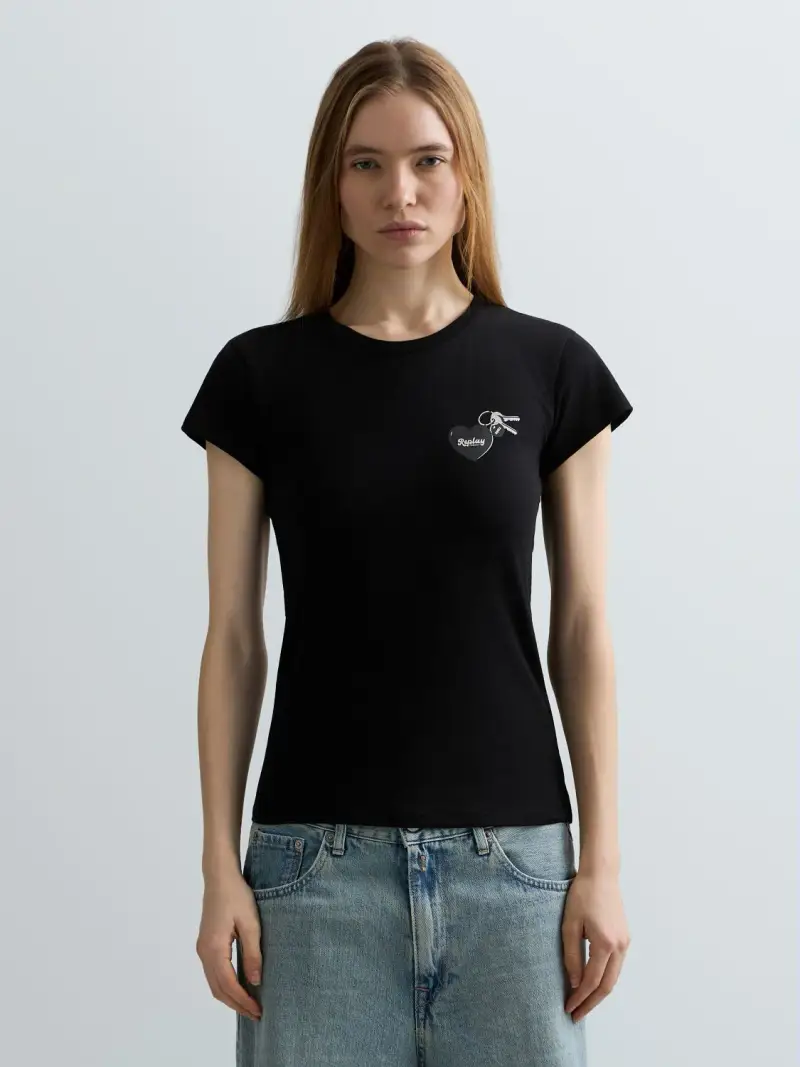 Replay T-shirt Aderente Con Stampa Portachiavi