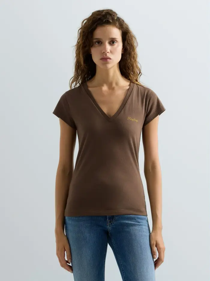 T-shirt Slim Fit Con Scollo A V