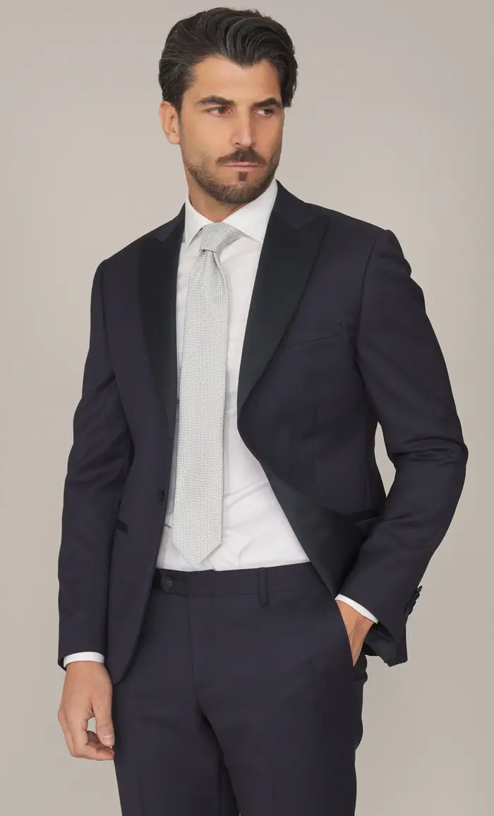 REPORTER Smoking in fresco lana drop 7 a lance blu notte, colore blu