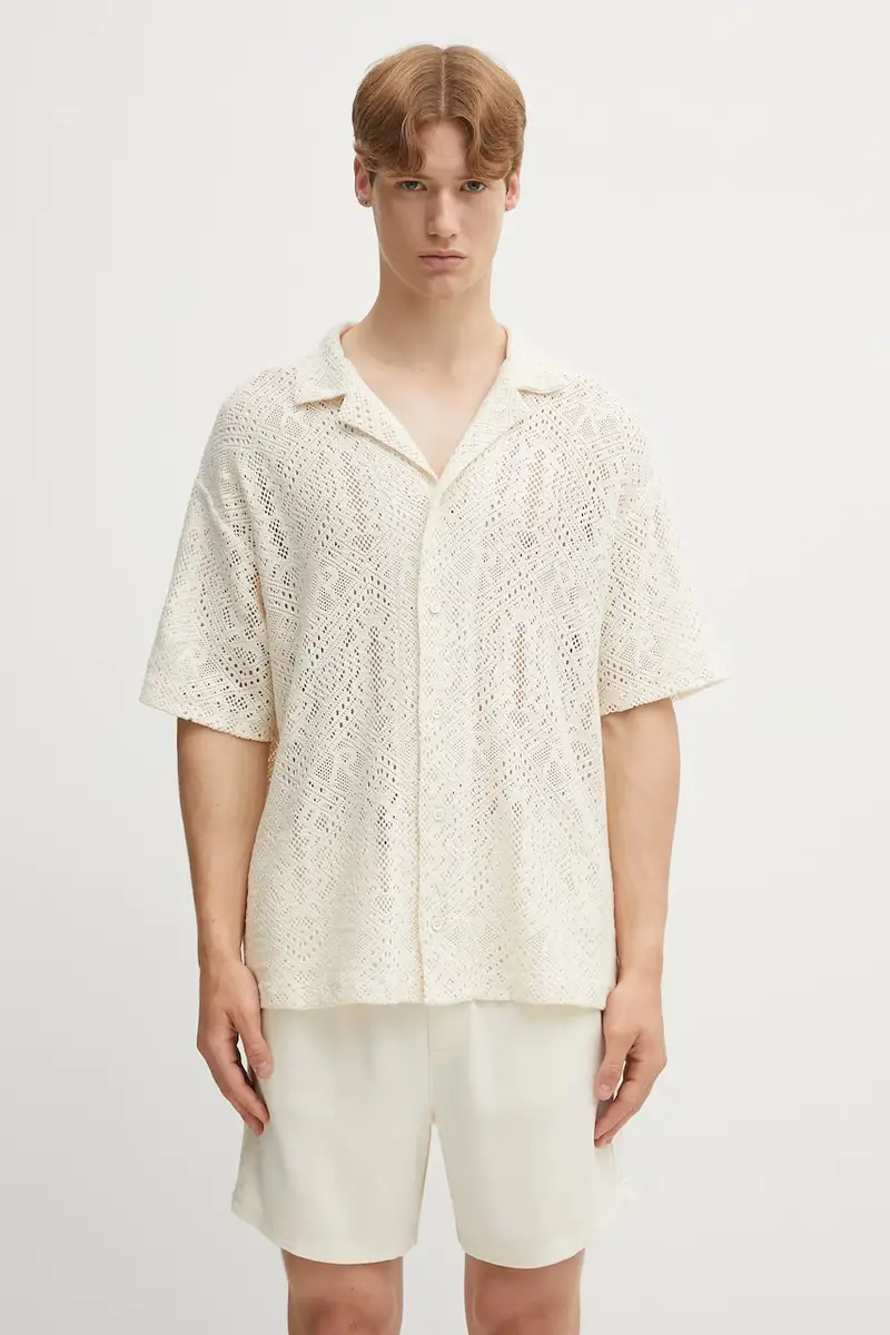 Represent camicia All Over Crochet Shirt uomo colore beige MLM3837.26