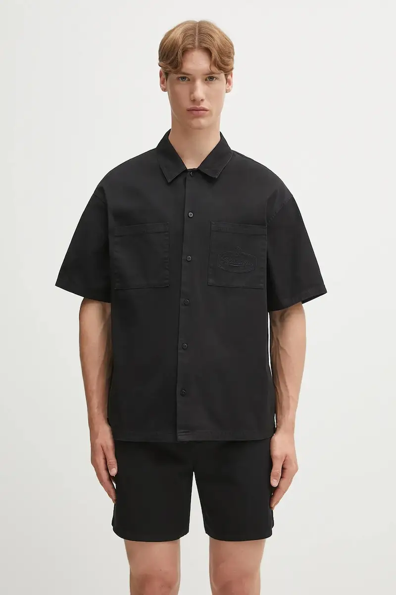 Represent camicia in cotone Short Sleeve Cotton Overshirt uomo colore nero MLM21482.02