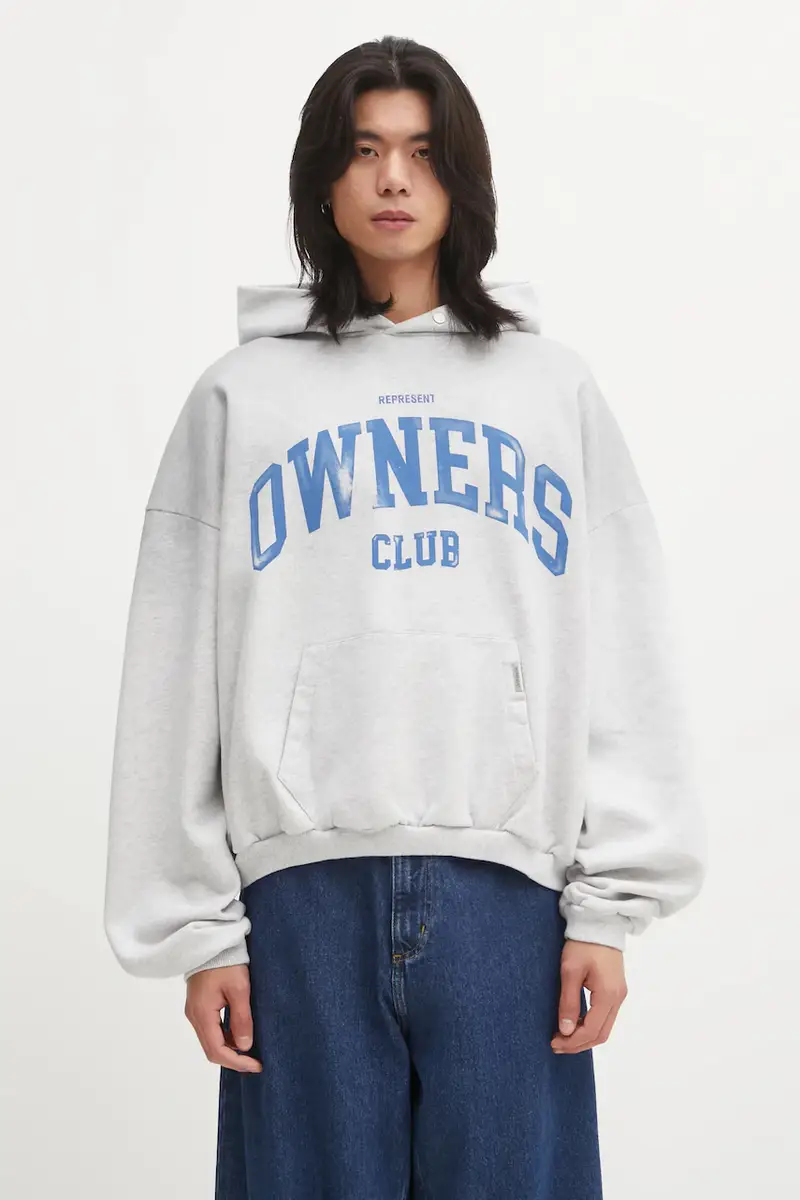 Represent felpa in cotone Owners uomo colore grigio con cappuccio OCM100044.50