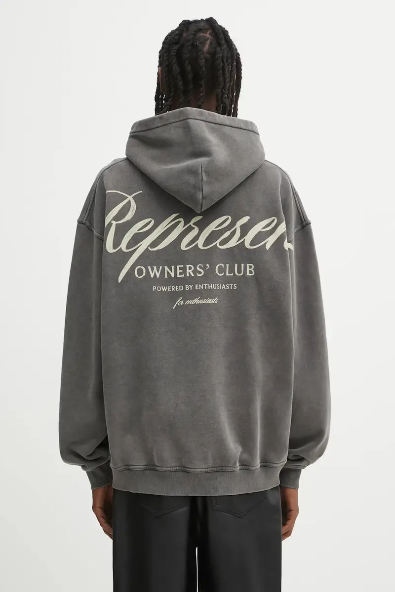 Represent felpa in cotone Owners Club uomo colore grigio con cappuccio OCM41200.47