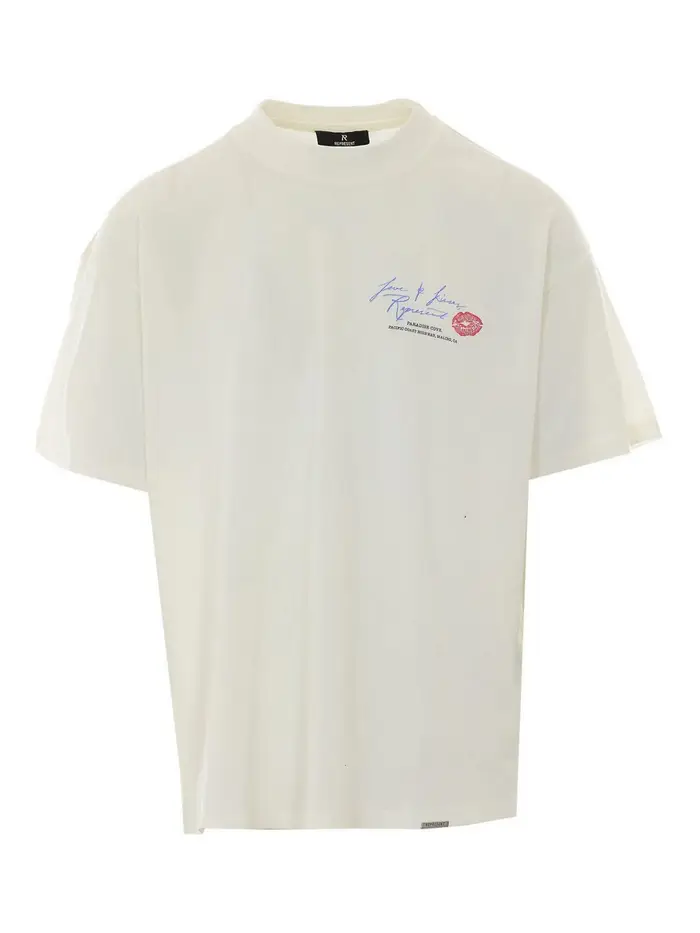 Represent T-shirt bianca dell amore e dei baci Bianco