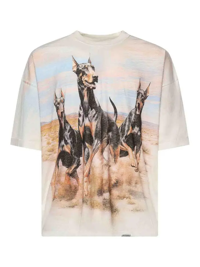 Represent T-shirt con stampa Doberman occidentale Bianco