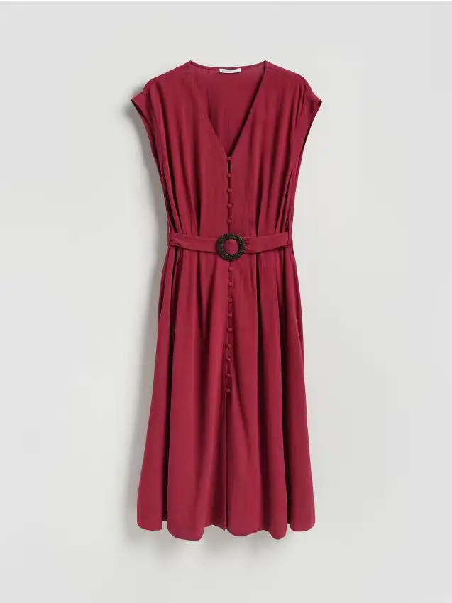 Reserved Abito con miscela di lino - maroon