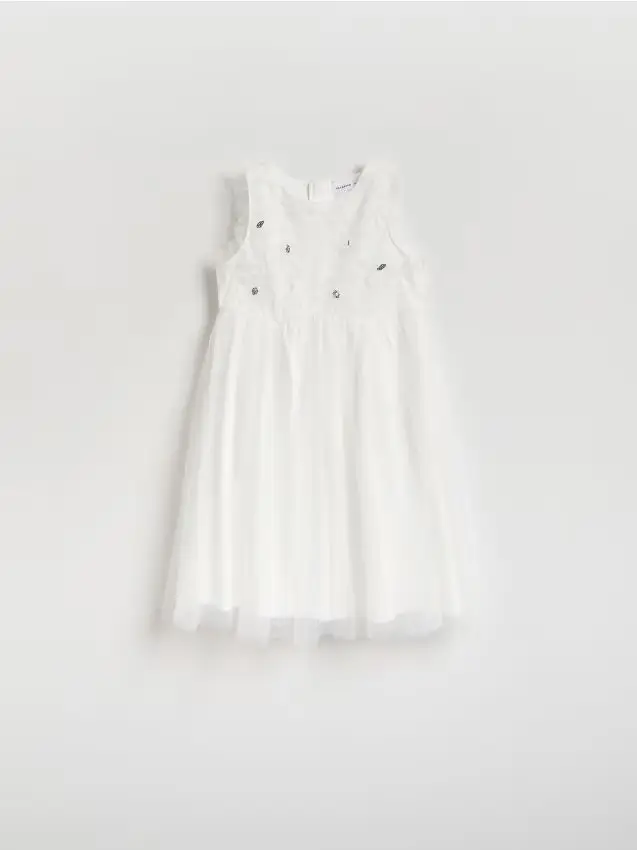 Abito in tulle con paillettes - panna