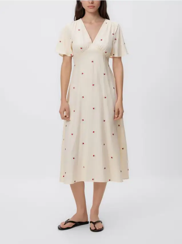 Abito midi con lyocell - giallo chiaro