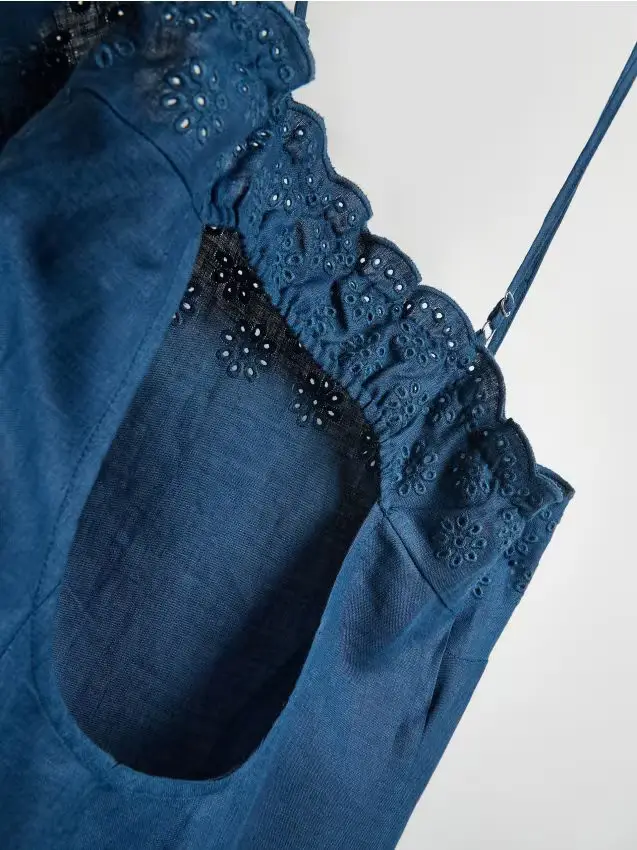 Reserved Abito midi in lino - indaco