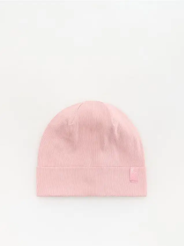 Berretto a costine - rosa cipria