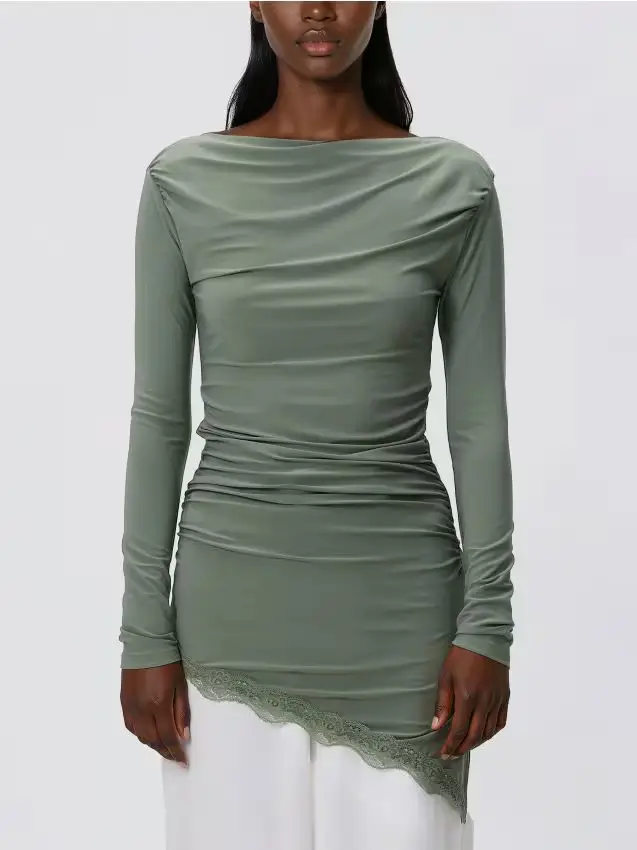 Reserved Blusa asimmetrica - verde oliva chiaro