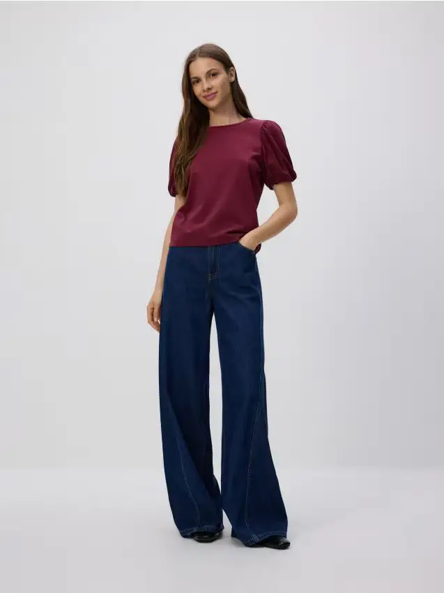 Blusa con maniche decorative - maroon