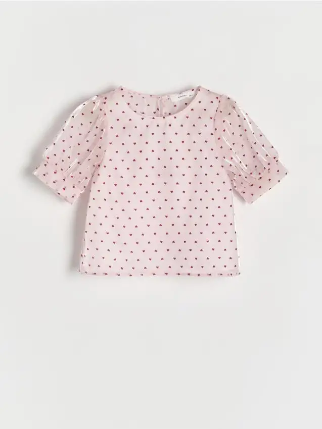 Reserved Blusa fantasia con maniche a palloncino - rosa pastello