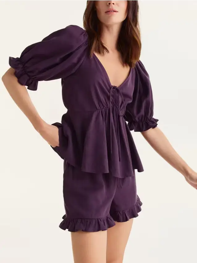Reserved Blusa in misto lyocell - mogano