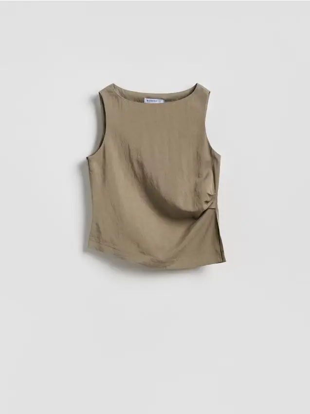 Blusa in misto lyocell - verde oliva caldo
