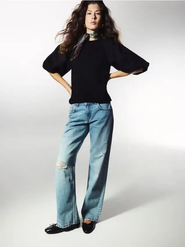 Blusa maniche a palloncino - nero