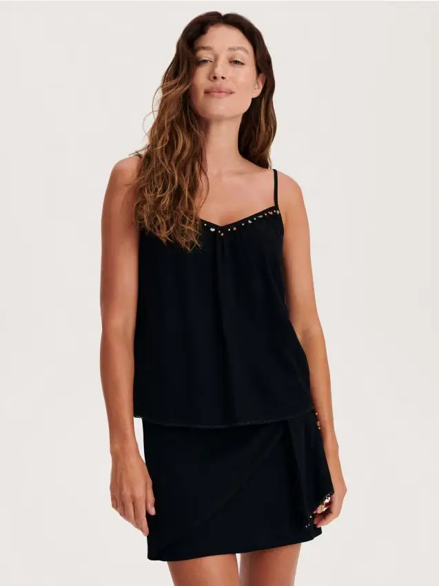 Camicetta con pietre decorative - nero