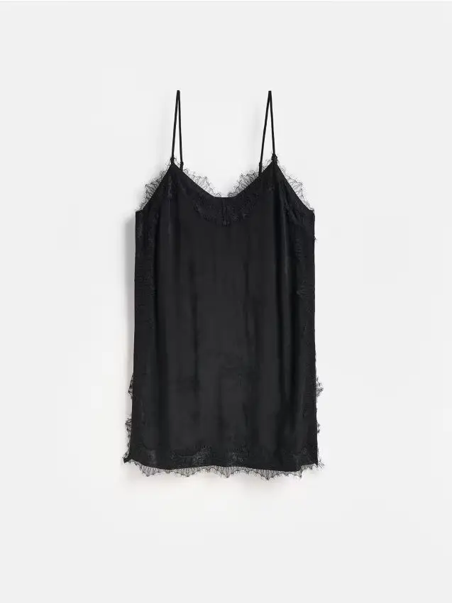 Camicia da notte con pizzo - nero