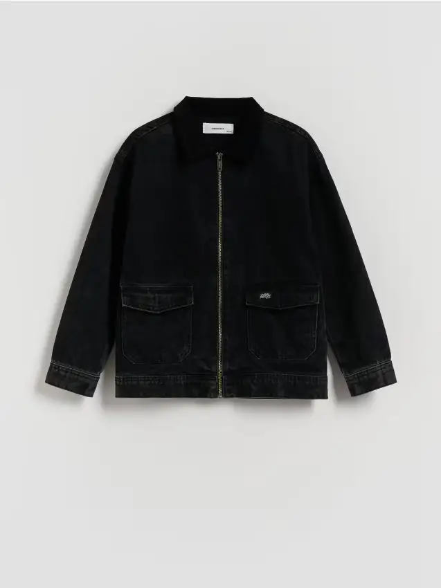 Reserved Camicia denim con tasche - nero