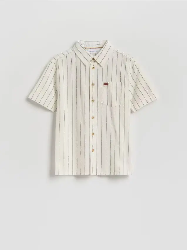 Camicia in cotone a righe - bianco