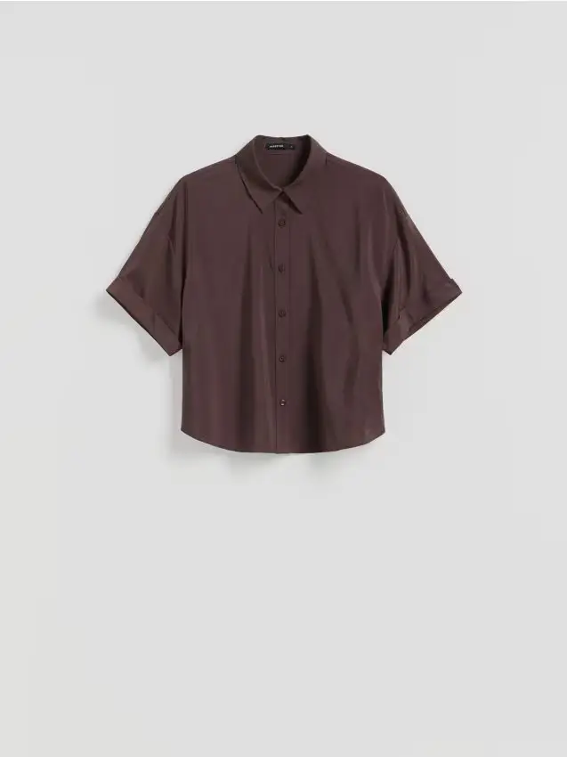 Reserved Camicia in misto viscosa - marrone scuro