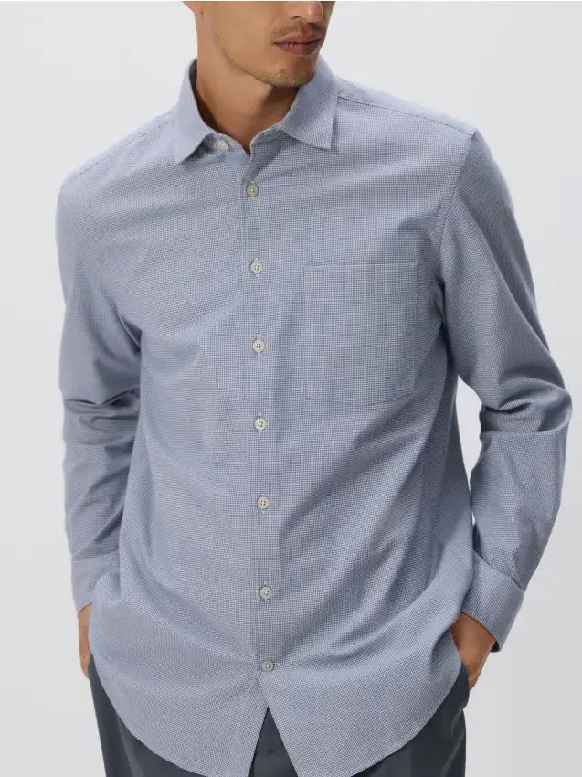 Reserved Camicia regular fit in cotone egiziano - blu scuro