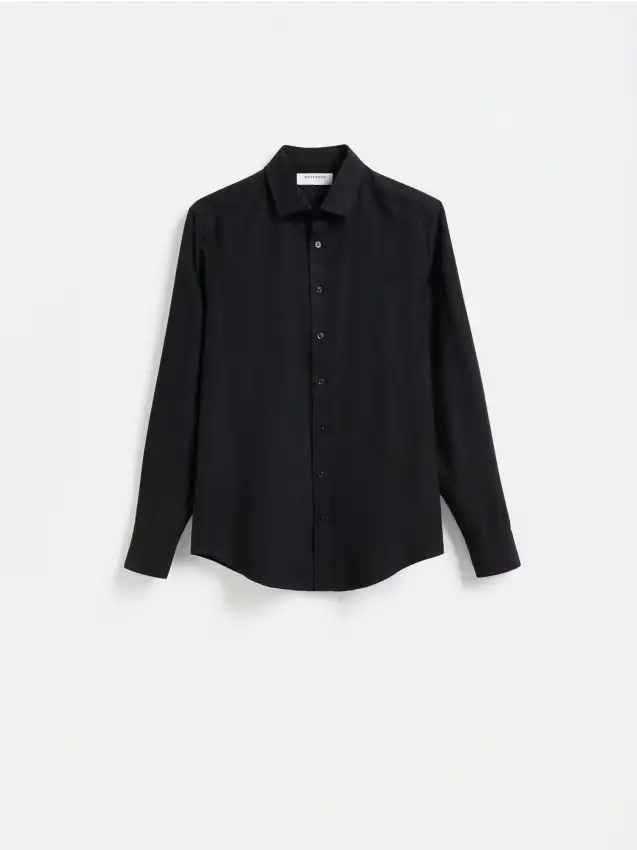 Camicia slim fit in cotone egiziano - nero