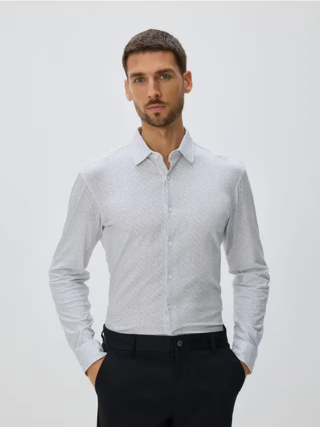 Reserved Camicia slim fit in misto cotone - bianco