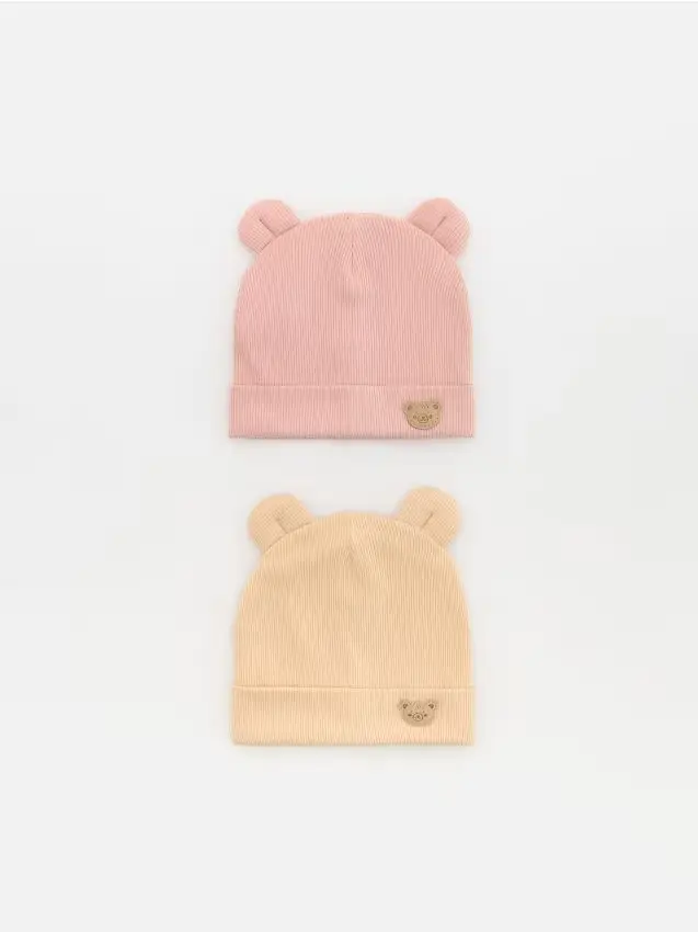 Cappello in cotone con orecchie - rosa cipria