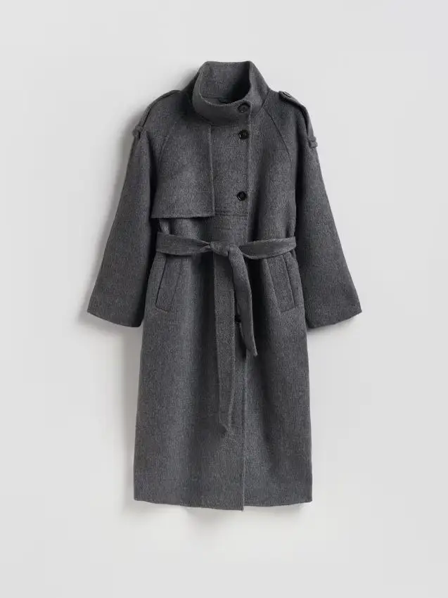 Reserved Cappotto realizzato a mano in misto lana - grigio medio