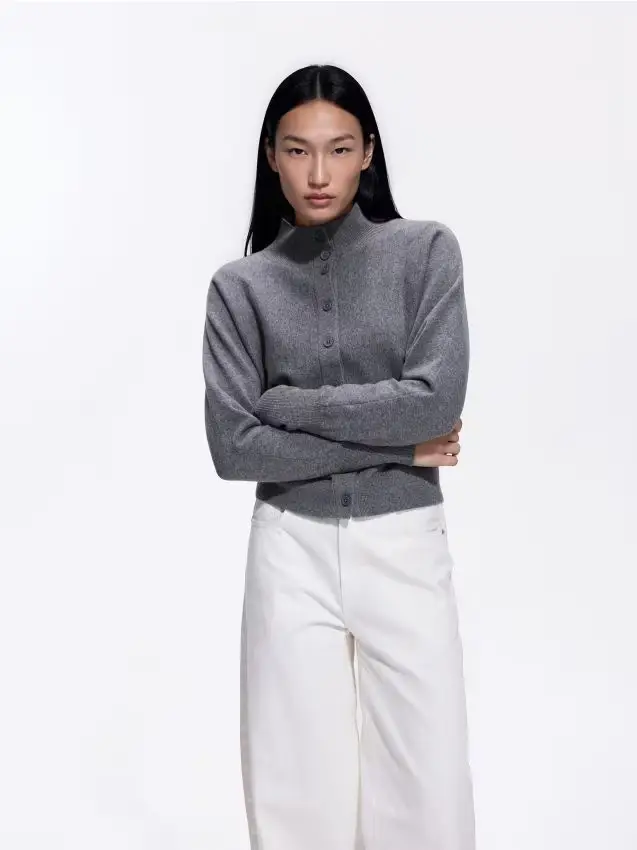 Cardigan in misto cotone - grigio medio