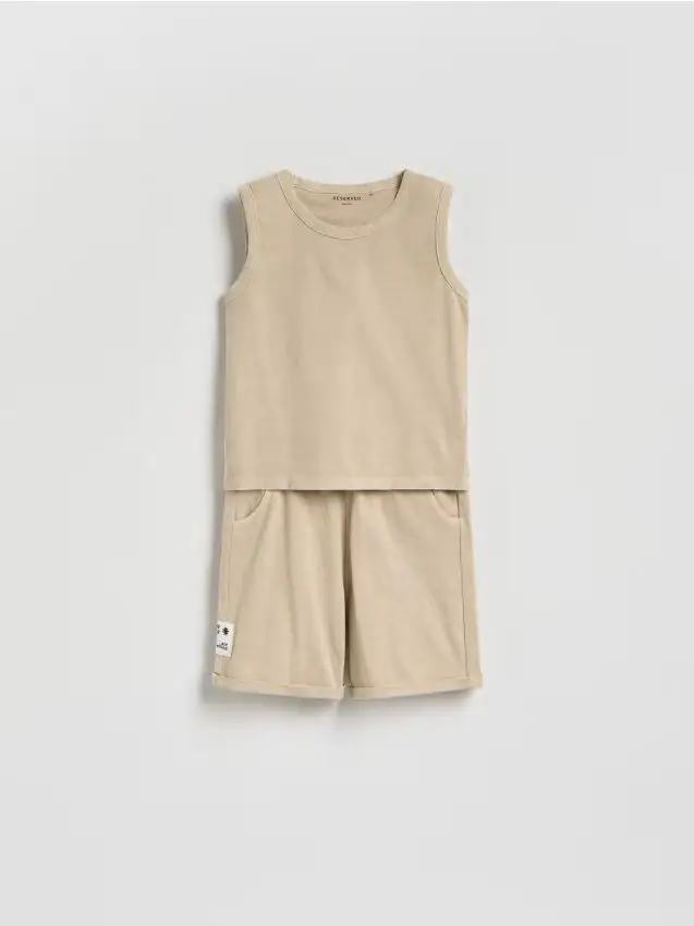 Reserved Completo in cotone con shorts - caffè