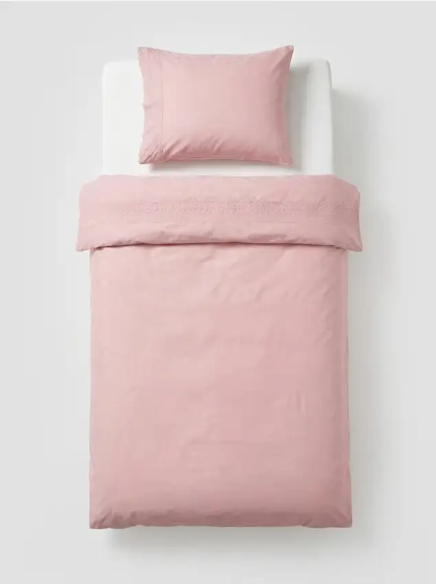 Reserved Completo letto in cotone con pizzo - malva