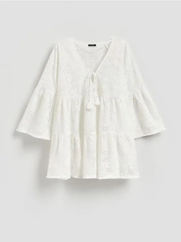 Reserved Copricostume traforato - panna