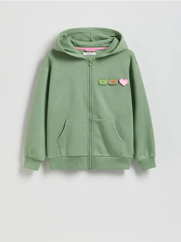 Reserved Felpa con applicazione Boffie & Poko - verde