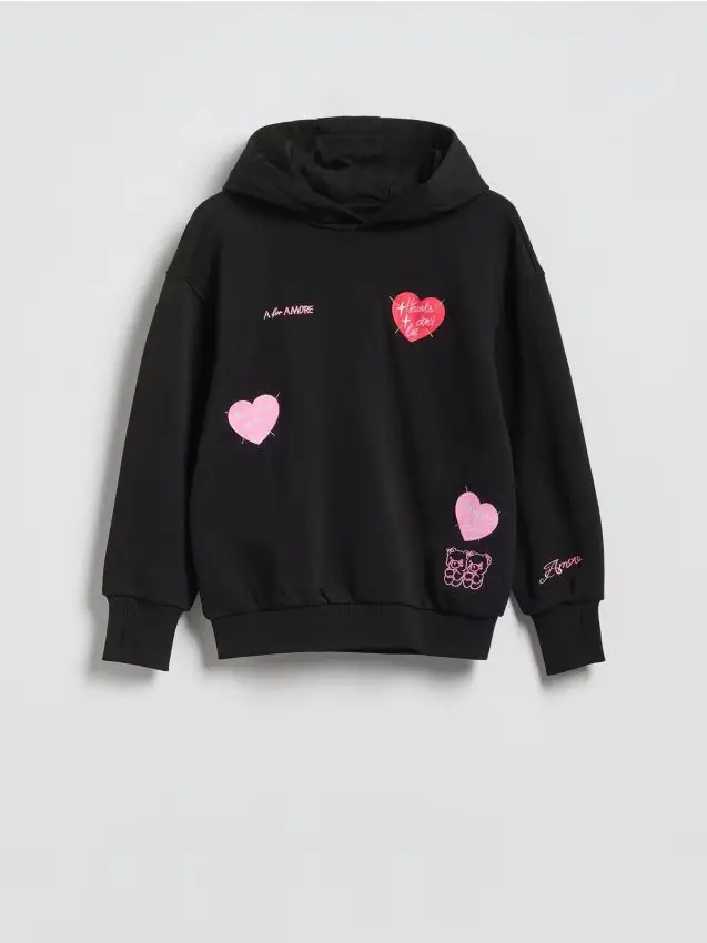 Reserved Felpa con applicazione - nero