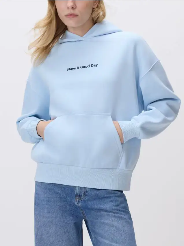 Reserved Felpa con slogan - blu pallido